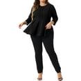 thumbnail image 2 of Agnes Orinda Plus Size Tops for Women Elegant Crew Neck Solid Color Workwear 3/4 Sleeve Peplum Top 3X Black, 2 of 5