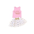 thumbnail image 1 of xiaxaixu 2Pcs Girls Outfit, Letters Print Tank Tops + Sequined Mesh Skirt, 1 of 9