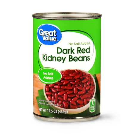 Great Value Dark Red Kidney Beans, No Salt Added, 15.5 oz