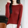 thumbnail image 4 of Xinoom Women Scoop Neck Ribbed Knit Top, Long Sleeve Slim Fit Sweater, Stretchy Form Fitting Knit Shirt for Casual Dating Red,M, 4 of 6