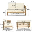 thumbnail image 4 of GDF Studio The Crowne Collection Outdoor Acacia Wood and Round Wicker 5 Seater Sectional Sofa Set with Cushions, Teak, Mixed Brown, and Beige, 4 of 13