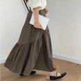 thumbnail image 3 of Efsteb Skirts for Women High Waist Pleated Long Skirt Comfy Casual Fashion Spring Fall Solid Color Skirts (Dark Gray,M), 3 of 6