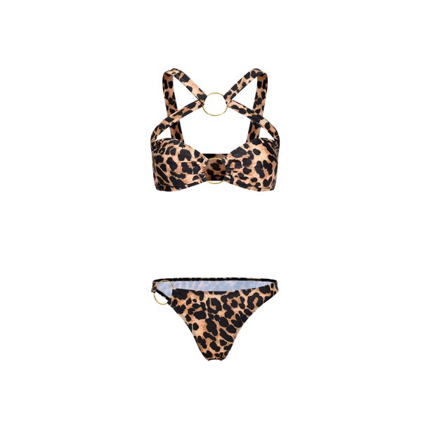 Bikini bellabarnetten Lazer con estampado de leopardo para mujer, nylon/spandex