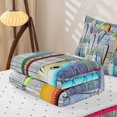 thumbnail image 5 of Manfei Cartoon Pike Fish Zipper Full Size Comforter Sets with Fitted Sheet and 2 Pillowcases, Farmhouse Fishing Lover Zipper Bedding Set, Teal Gray, Reversible, 4-Piece, 5 of 7