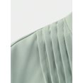 thumbnail image 6 of Pastel Green Womens Elegant High Neck Pleated Front A-Line Midi Dress With Belt, 6 of 8
