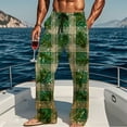 thumbnail image 7 of Mens Pajama Pants Classic Plaid Christmas PJ Bottoms Flannel Cotton Long Pants Straight Fit Lounge Trouser, S Green #E, 7 of 7