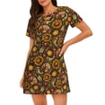 thumbnail image 1 of Balery Chrysanthemum turkey Camisón de manga corta con cuello redondo para mujer, cómodo y elegante., 1 of 6