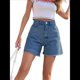 thumbnail image 2 of Pantalones Cortos Vaqueros para Mujer, Informales, de Verano, de Cintura Media, Deshilachados, Elásticos y Rotos. Azul Medio L, 2 of 10