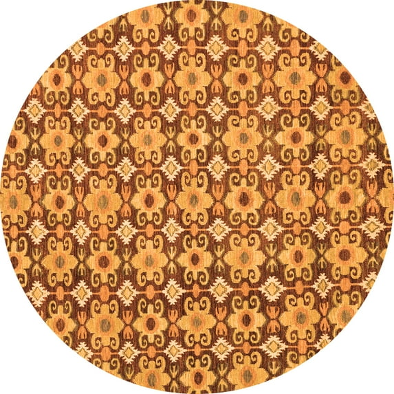 Ahgly Company Indoor Round Abstract Orange Modern Area Rugs, 3' Round