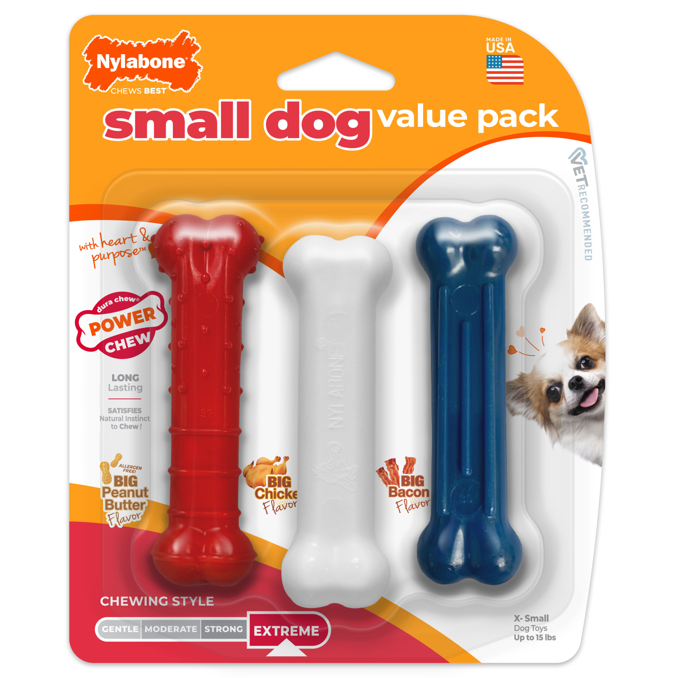 Nylabone Power Chew Value Pack for Small Dogs, 3-Piece