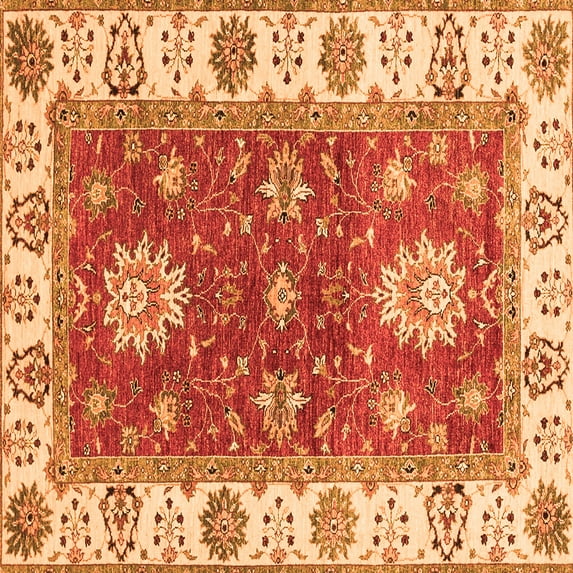 Ahgly Company Indoor Square Oriental Orange Traditional Area Rugs, 7' Square