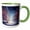 Green/White, variant on 3drose, Quiet Street of a Fairy City. Christmas Mood, Snow. Winter Season, 11oz Two-tone Red Mug