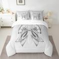 thumbnail image 2 of Manfei Ribbon Bowtie 7 Pieces Bedding Comforter Set,Kawaii Bow Knot Full Bedding Set,Silver Glitter Print Fitted Sheet Flat Sheet For Kids,Super Cozy Room Decor, 2 of 8