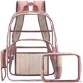 thumbnail image 1 of Clear Backpack with Cosmetic Bag Transparent PVC Backpack See Through School Bookbag with Small Pouch Fit 15.6 Inch Laptop for Wom, 1 of 5