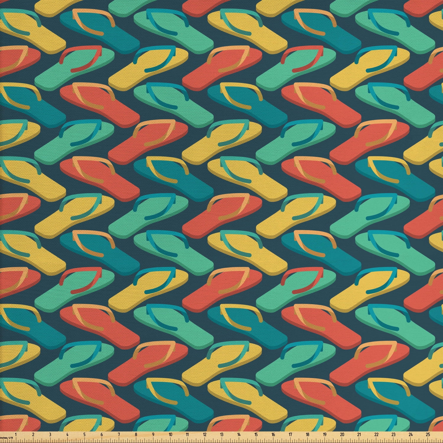 Flip Flop Fabric by The Yard, Simplistic Design of Soft Pastel Colored Thong Sandals Forming 