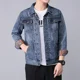 thumbnail image 3 of Chaqueta vaquera informal para hombre, ropa popular coreana, abrigo vaquero de alta calidad para otoño, prendas de vestir desgastadas, estilo vintage, precio económico, 3 of 5