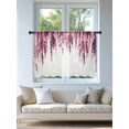 thumbnail image 4 of Sheer Curtains 45 Inch Length, Pink Semi Sheer Curtains Light Filtering Window Treatment, Summer Botanical Leaves Watercolor Privacy Voile Drapes for Living Room Bedroom 52x45 Inch, 4 of 7