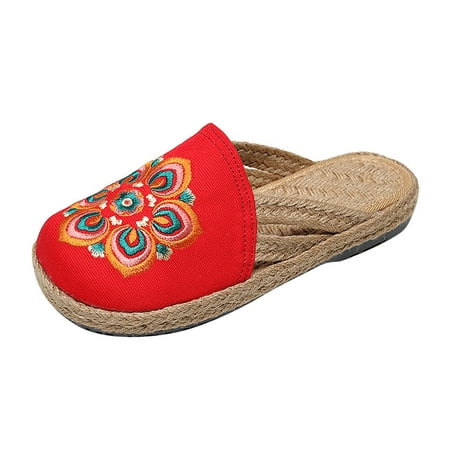 

Womens Ethnic Style Embroidered Soft Comfortable And Breathable Retro Shoes Slippers Open Toe Slide Sandals Comfortable Flats Flip-Flops Sandal Casual Platforms Wedge Sandals Heeled Sandals A52