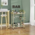 thumbnail image 6 of RiteSune Bar Carts for The Home, Gold Bar Cart with 3 Tier Glass Shelves, Home Bar Serving Carts with Wheels, Wine Cart with Wine Holders for Kitchen, Party (28.5" D x 15" W x 32" H), 6 of 14