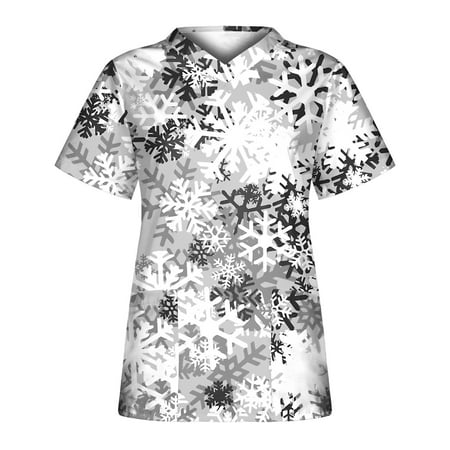 

EKOUSN V-Neck Womens Scrubs Top Workwear Originals with Rib-Knit Back Panels(Red 4XL)