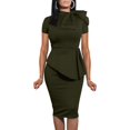 thumbnail image 1 of HSHDLDF Women Fashion Peplum Bodycon Short Sleeve Bow Club Ruffle Pencil Party Dress, 1 of 5