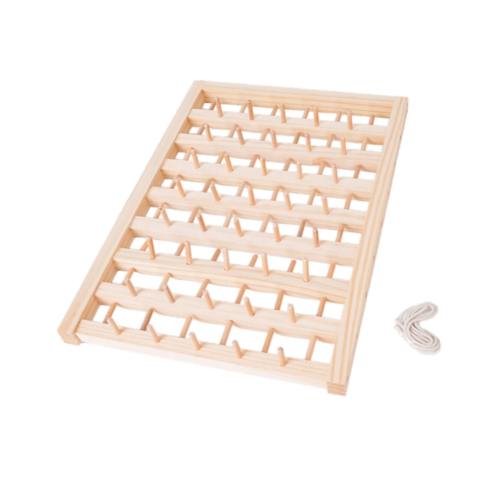 Abbraccia Thread Rack Embroidery Thread Organizer Large with Hanging Hooks Solid Wood Thread Spool Rack Thread Holder for Hair Braiding 88 Spools