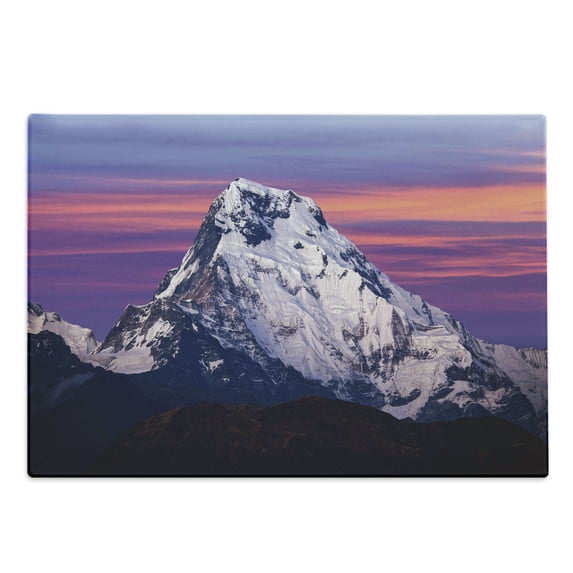 Nepal Cutting Board, Himalayan Mountain in the Sunset Nature Photography Idyllic Composition Trekking, Decorative Tempered Glass Cutting and Serving Board, Large Size, Multicolor, by Ambesonne