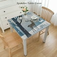 thumbnail image 2 of BANET Hello Winter Deer Rectangle Tablecloth, Snowy Forest Wonderland Decorative Table Cloth Dining Table Cover, Blue Christmas Holiday Seasonal Dinner Party Picnic Decoration White, 2 of 7