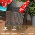 thumbnail image 6 of HOYOA 4PCS Patio Rattan Conversation Furniture Set Outdoor Brown/TurquoiseBLue Cushion, 6 of 6
