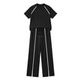 thumbnail image 7 of Gamivast Women 2 Piece Outfits Short Sleeve Top and Wide Leg Pants Athletic Glof High Waisted Drawstring Lounge Set Holiday Outdoor Contrast Trim Split Hem Casual Tracksuit, 7 of 7