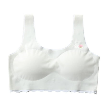 Girls Bras Silky Seamless Bra Cute Printed Padded Sports Bra Comfort Summer Cooling Bralette  Green  12 Years