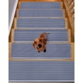 thumbnail image 2 of Stair Treads for Wooden Steps, Farmhouse Navy Blue White Striped Peel and Stick Stair Treads with Reusable Adhesive, Modern Stripes Non Slip Indoor Stairs Runner Rugs Mats for Elders Dogs 8"x30" 7PCS, 2 of 7