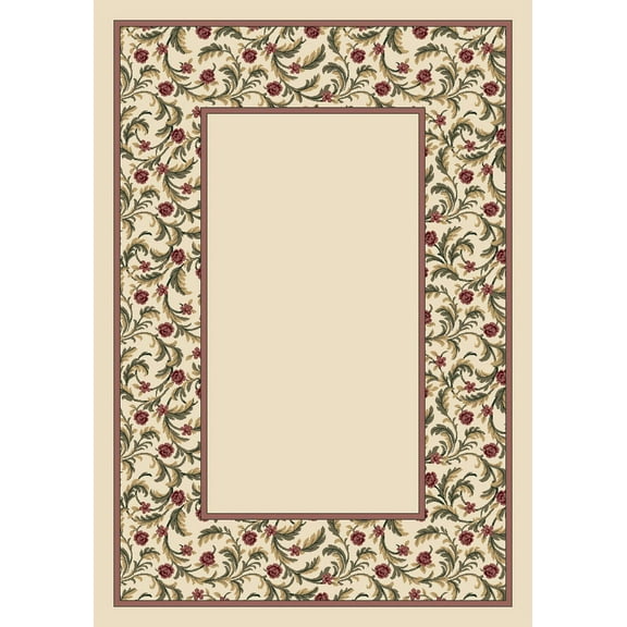 Milliken Blue Bordered Area Rug Latin Rose Opal II - Aprx 3' 10" x 5' 4"