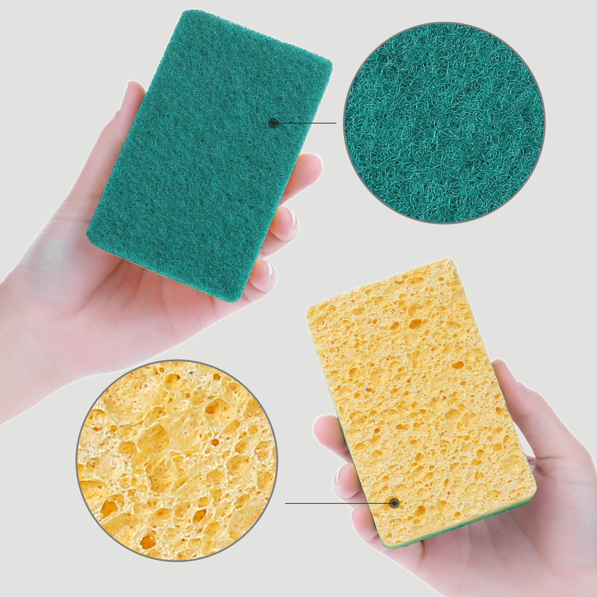 Unique Bargains Non-Scratch Scrub Dish Sponges Dual Sided Cleaning Sponges Green 6 Pcs