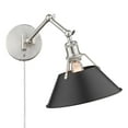 thumbnail image 4 of Yep by Golden Lighting Orwell 1-light Swing Arm Wall Lamp in Pewter and Matte Black shade, 4 of 5
