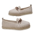 thumbnail image 4 of QWKLEAJ Women’s Slip On Casual Loafer Shoes, Metal Chain Linen Jute Platform Flats for Office Dressy Daily Walking Footwear Beige 7, 4 of 6