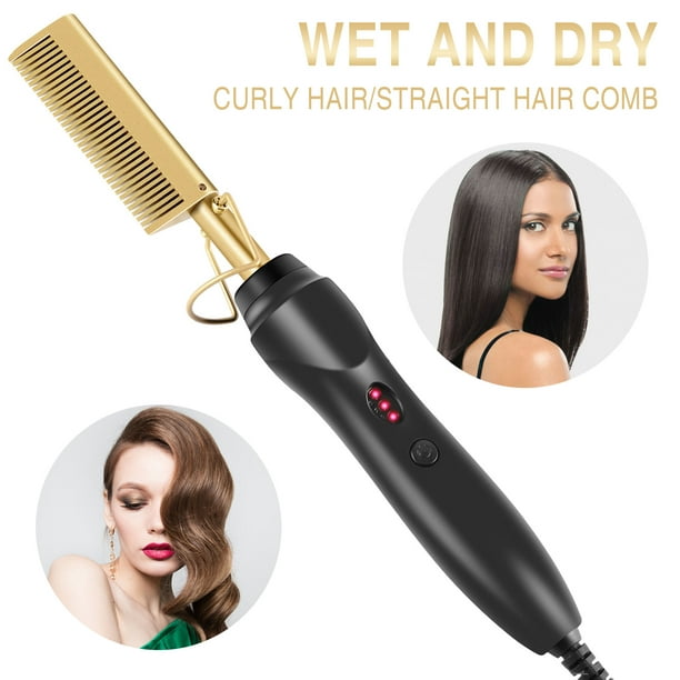 Best Comb Straightener For Curly Hair Fast Heated Electric Beard Hair Straightener Brush Comb Hair Curling
