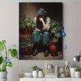 thumbnail image 4 of Qisvanset 12x16 Inch Cowboy Smoking Charcoal Sketch Canvas Print Wall Art, 4 of 5