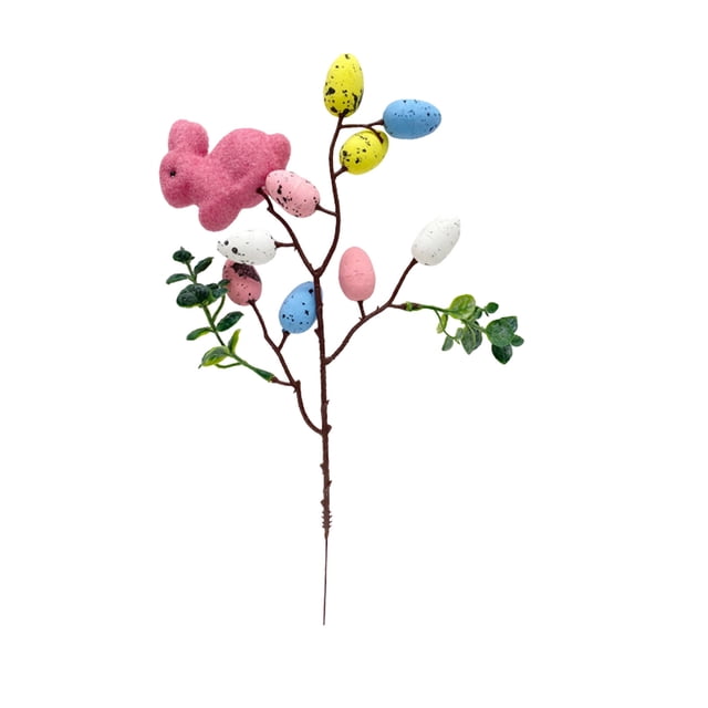 Deeceymbur Colorful Easter Egg Artificial Floral Stems with Leaves for Vase Spring Home Party Decor