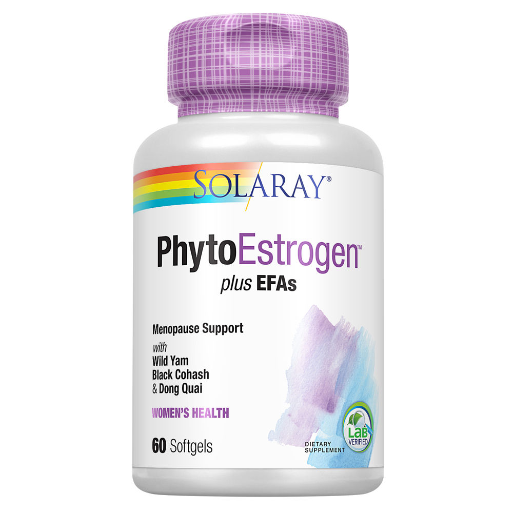 Solaray PhytoEstrogen Plus EFAs Menopause Support | Wild Yam, Black Cohosh, Evening Primrose & Borage | 60ct, 30 Serv