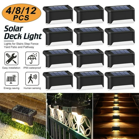 

4/8/12pcs Outdoor Solar Deck Lights Solar Step Lights IP65 Waterproof Solar Lights for Stairs Step Fence Yard Patio and Pathway