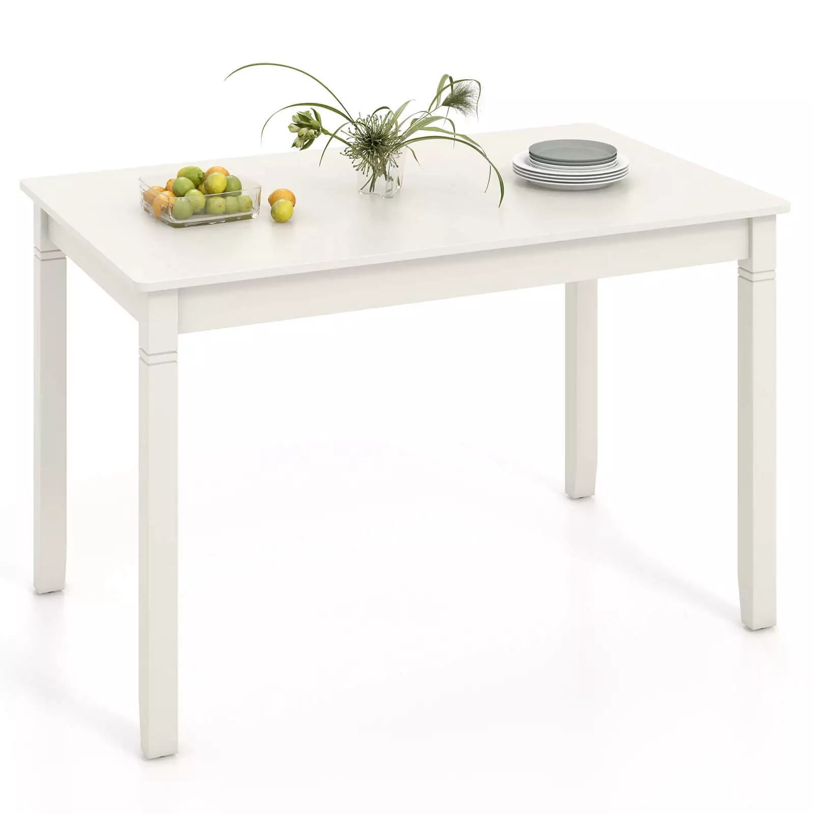 Harmijoy 4-Person Wooden Dining Table, 48 "Rectangular Kitchen Table with Rubber Wooden Legs, Minimalist Dining Table in Small Space Apartment Farmhouse,White