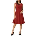 thumbnail image 2 of INSPIRE CHIC Vestidos sin mangas para mujer, elegante vestido de oficina de cuello redondo en corte A, 2XL rojo, 2 of 4