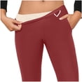 thumbnail image 5 of Sherpa Lined Leggings Women Tummy Control Stretch Soft Yoga Pants High Waisted Casual Pants Winter Thick Warm Tights Wine XXL, 5 of 7