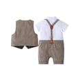 thumbnail image 2 of CARETOO Infant Boy Outfits 4Pcs Newborn Tuxedo Short Sleeve Gentleman Wedding Jumpsuit Vest Bowtie, 2 of 6