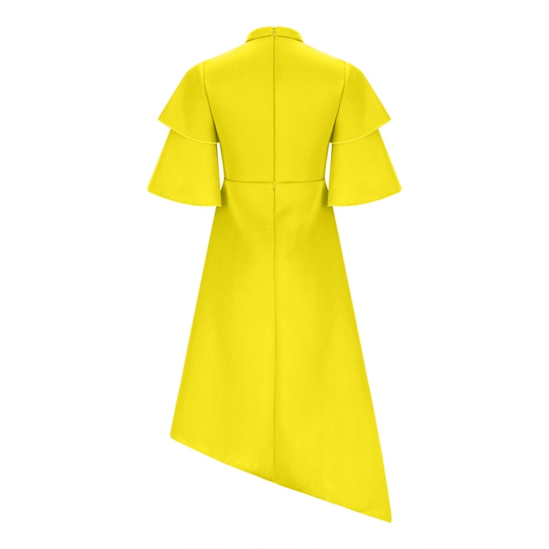 yellow party dress plus size SHEIN Clasi Plus Size Elegant Color Block Ruffle Hem Yellow Dress,Summer  Tea Party Dresses For Women,Picnic Lemonade Sunny Dress