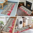 thumbnail image 5 of 2'x6' Rug Runners for Hallways Kitchen, Roses Valentine's Day Non Slip Entryway Beside Floor Carpet Runner, Romance Floral Black White Plaid Laundry Room Bedroom Throw Rugs Mat for Family Pet, 5 of 8