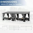 thumbnail image 2 of ASJMR 10x24FT Wall Mounted Gazebo with Polycarbonate Roof,Metal Frame Lean to Gazebo with Double Curtains for Garden Lawn Backyard Deck,Gray, 2 of 7