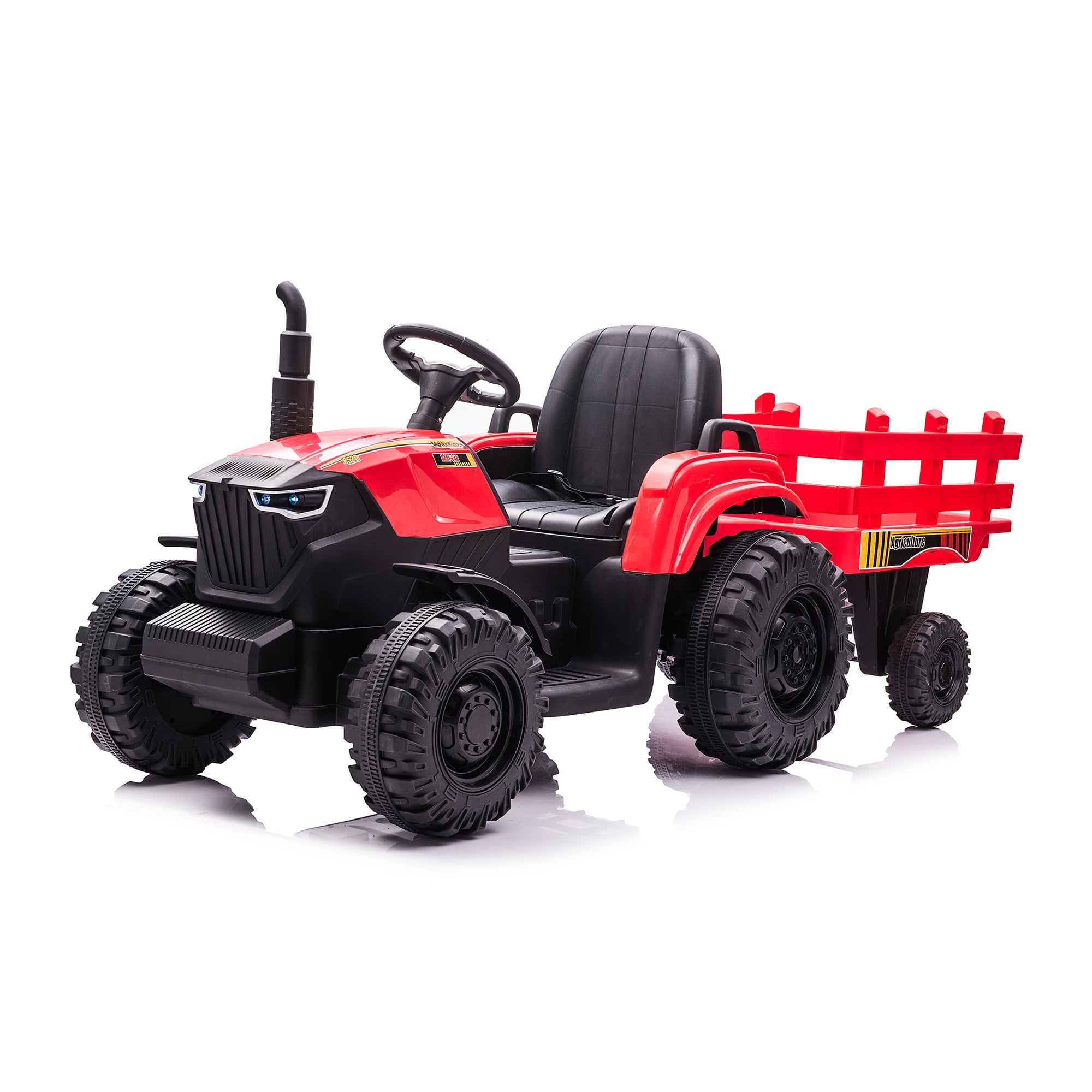 CIPACHO 24V Tractor Double Drive Kids Ride On Car with Trailer, Electric Car for Kids Key Start, Forward and Backward, Tractor Sound (No Music), USB, MP3, Power Display, Volume, Red CIPACHO 24V Tractor Double Drive Kids Ride On Car with Trailer, Electric Car for Kids Key Start, Forward and Backward, Tractor Sound (No Music), USB, MP3, Power Display, Volume, Red