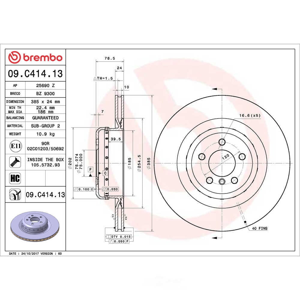 Brembo 09.C414.13 PRIME Disc Brake Rotor